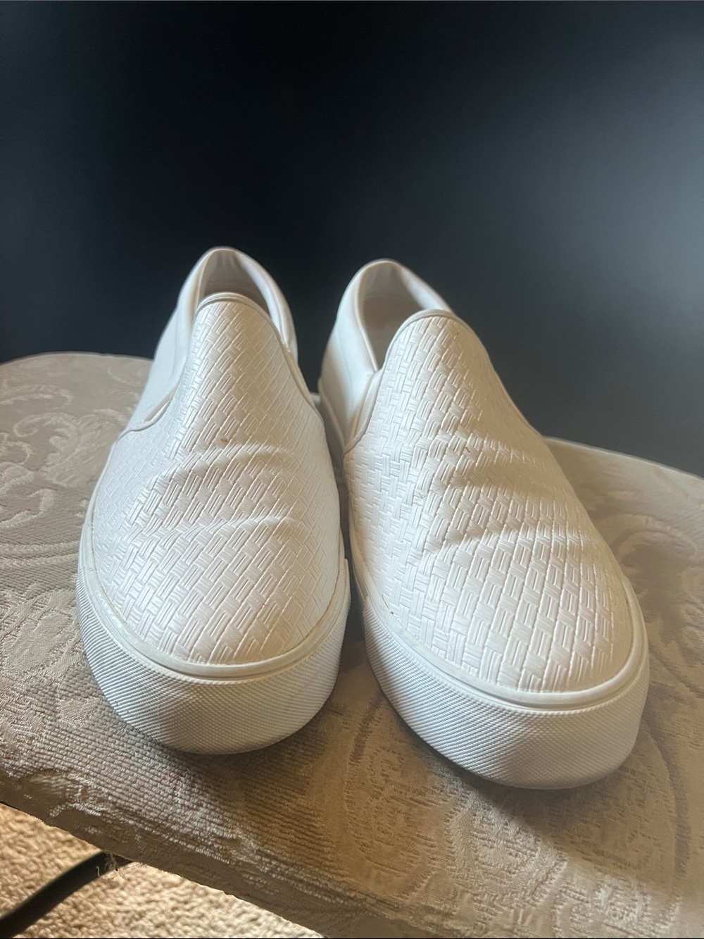 Zara White Textured Slip-On Sneakers